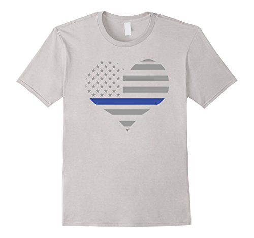 Police Tees- Thin Blue Line Heart Emblem Support Cops