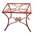 New CBK GARDEN TABLE EA 1 BUTTERFLY DESIGN SQUARE FRAME W/INLAID GLASS TOP FOLDING BASE RED IRON