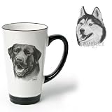 Porcelain Funnel Cup with Husky (6 inch, Black and white)