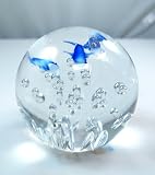 Murano Design Dolphins In Clear Bubbles Paperweight PW-684