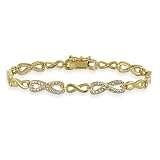 18K Gold over Sterling Silver Diamond Accent Infinity Link Bracelet