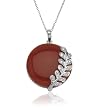 Platinum Overlay Sterling Silver Red Agate Pendant, 18"