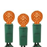 Orange - 35 LED Bulbs - G12 Shape - Length 17.5 ft. - Bulb Spacing 6 in. - Green Wire - Faceted Berry Christmas Light String - Superior Holiday Lighting 34607