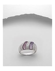 Purple Resin CZ Ring In 92.5 Sterling Silver
