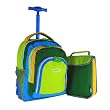 Kid's J World Sparkling Wheel Rolling Backpack with Lunch Bag - Green