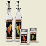 The Cantina Chili Peppers Oil Bottle and Salt and Pepper Shaker Gift Set