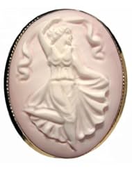 Cameo Pin Pendant Ballerina Sterling Silver 18k Gold Plated Master Carved Pink Conch Shell Italian