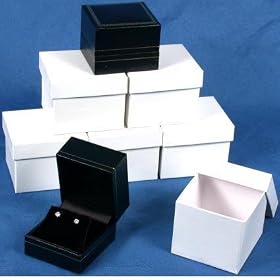 6 Earring Boxes Black Leather Showcase Jewelry Display