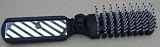 Dark Blue Travel Folding Vent Hair Brush with Mirror - Ball-tip Nylon Bristles - 7 1/2 inches x 1 1/2 inches open - 4 inches x 1 1/4 inches closed