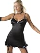 Sexy Blue Black Mini Dress Underwire Nightdress Chemise Garters Includes G String Womens Lingerie