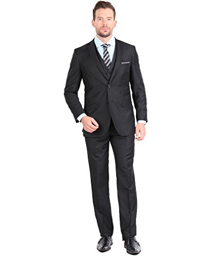 Tazio Mens Suit 2 Button 3 Piece Slim Fit
