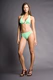 Green and White Geometric Print Swimsuits by Shoshanna