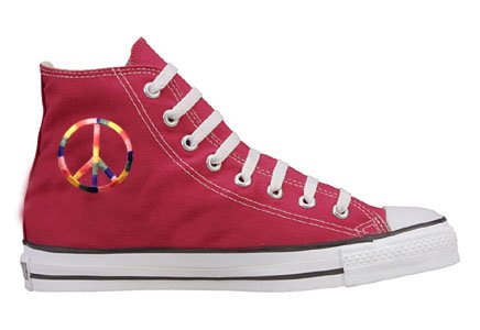 Converse Chuck Taylor All Star Red High Top Custom Embroidery Peace Sign m9621newpeace product image