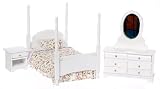 4 Post Bed Bedroom Set Miniature Dollhouse Furniture 1 Scale