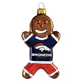 NFL Denver Broncos Blown Glass Gingerbread Man Ornament