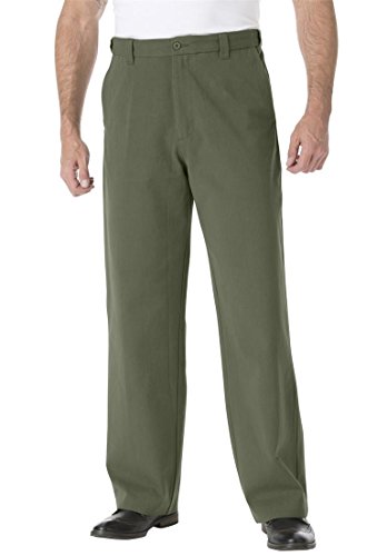 Kingsize Men's Big & Tall Plain Front Wrinkle-Resistant Chino With Expandable