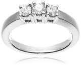 : 14k White Gold Round 3-Stone Diamond Ring (1/2 cttw, I-J Color, I1-I2 Clarity), Size 6