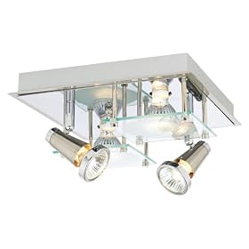 Chrome and Glass Halogen Light Ceiling and Wall Fixture