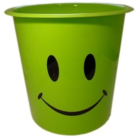 Bright Green Neon Fun Smiley Face Waste Paper Bin