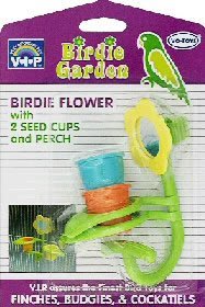 Vo-Toys Birdie Flower with Two Seed Cups and Perch Bird Toy Assorted Colors