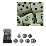 Eigenschaften Chessex 25400 / Chessex 25400 - Würfelset opaque elfenbein/schwarz, 7 verschiedene Würfel