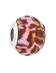 Sterling Silver Pink Leopard Murano Glass Zable Bead BZ2813