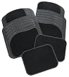 Rubber Queen Rubber Bordered Carpeted 4 Piece Floor Mats - Black