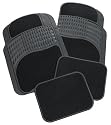 Rubber Queen Rubber Bordered Carpeted 4 Piece Floor Mats - Black