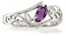 14K White Gold Genuine Marquise Amethyst and Diamond Filligree Ring