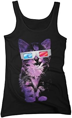 3D Sace Cat Women's Medium Black Graphic Tank Top - Design By Humans