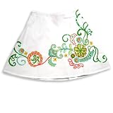 Haven Girl - Girls Sheeting Flare Skirt, White, Green (Size 6)