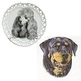 Full Color Rottweiler Shaped Plate, Porcelain by Rosalinde (8' diameter)