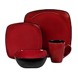 Corelle Hearthstone Stoneware Square 16-Piece Dinnerware Set, Service for 4
