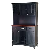 Buffet with 2-Door Hutch- Black/ Cherry
