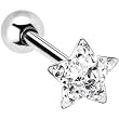 Dome Clear Star Gem Barbell Tongue Ring