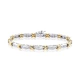 10K Two Tone Gold 1 ct. Diamond Tennis Bracelet (8)