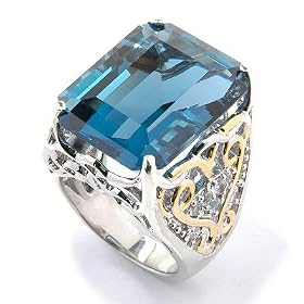 Sterling Silver Palladium 18K Vermeil London Blue Topaz and Sapphire Ring by Gems en Vogue II