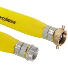 Goodyear EP Spiraflex Yellow Heavy Duty PVC Suction/Discharge Hose Assembly, Aluminum NPSH Male x Brass Female Swivel Couplings, 200 PSI Max Pressure