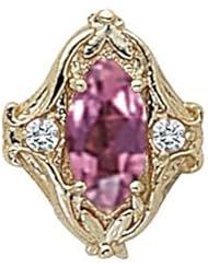 14 Karat Gold Slide with Pink Tourmaline center and Diamond accents GS251-PT-D