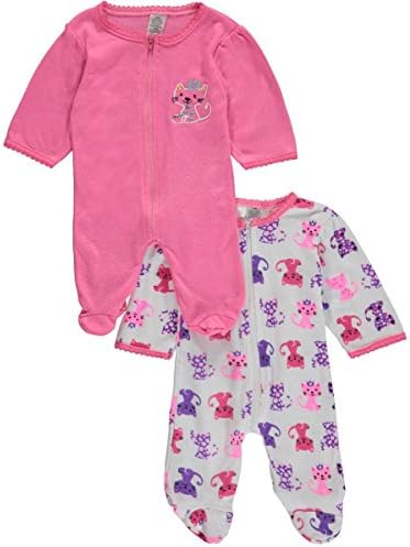 Coney Isle Baby Girls' "Loving Kittens" 2-Pack Coveralls - pink, 3 - 6 months