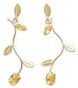 Gold plated earrings, 'Citrine Dewdrops' 0.6" W x 1.6" L