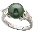 Platinum Tahitian Black Cultured Pearl with Diamond Ring