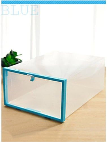 Easy Carry Color Border Transparent Drawer Shoe Storage Organizer Stackable Box Color:Blue Pieces:10x