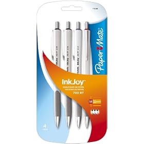 Paper Mate Silhouette Elite Retractable Medium Point Ballpoint Pens, 4 Colored Ink White Body Pens, White (1781586)