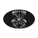 38.5x24.5O Wall Vinyl Sticker Wild And Free Skeleton Biker And Eagles