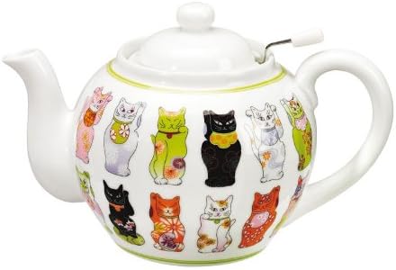 Orientis Gourmet Dolly Cat 1L / 33.8 floz Filter Porcelain Teapot 60130