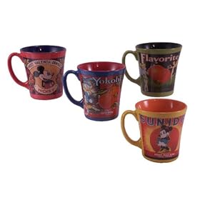Disney Mickey Flavors colorfull 4 pc Cone Mugs Coffee Mugs 16oz by TICODECOR