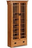 Craftsman Wide Six shelf Bookcase With Glass Doors