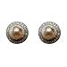 EXP Sterling Silver Pink Pearl & White Topaz Border Stud Earrings