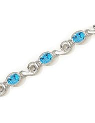 14kt Yellow Gold Oval Blue Topaz and Diamond Bracelet